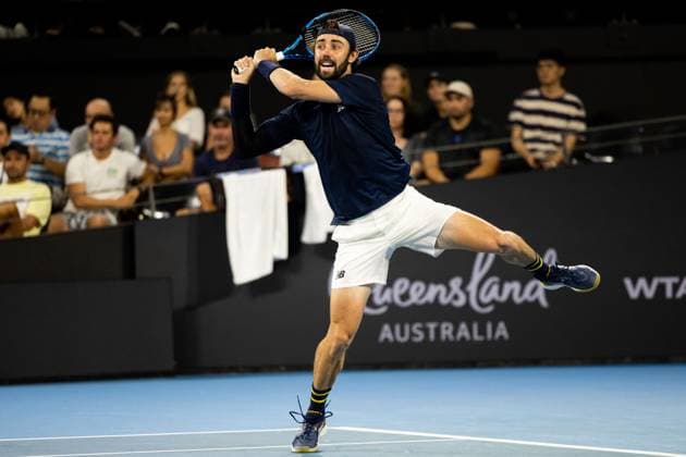 Jordan Thompson in action during the Quarter Finals Brisbane international 5th January 2024 Brisbane International Tennis Tournament, Day Six, Queensland Tennis Centre, Brisbane, Australia - 05 Jan 2024  Copyright: xBenxSymons Shutterstockx 14282841ix