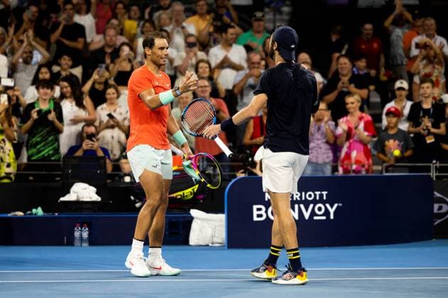 Jordan Thompson and Rafael Nadal shake hands after the game during the quarter final Brisbane international 5th January 2024 Brisbane International Tennis Tournament, Day Six, Queensland Tennis Centre, Brisbane, Australia - 05 Jan 2024  Copyright: xBenxSymons Shutterstockx 14282841kj
