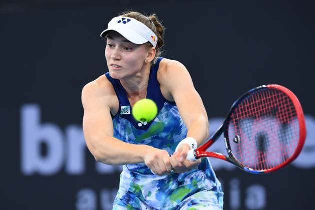 TENNIS BRISBANE INTERNATIONAL, Elena Rybakina of Kazakhstan in action against Linda Noskova of the Czech republic during their semi final match on Day 7 of the 2024 Brisbane International at the Queensland Tennis Centre in Brisbane, Saturday, January 6, 2024. ( NO ARCHIVING, EDITORIAL USE ONLY, NO USE IN BOOKS WITHOUT CONSENT BRISBANE QUEENSLAND AUSTRALIA  Copyright: xJONOxSEARLEx 20240106001885434464
