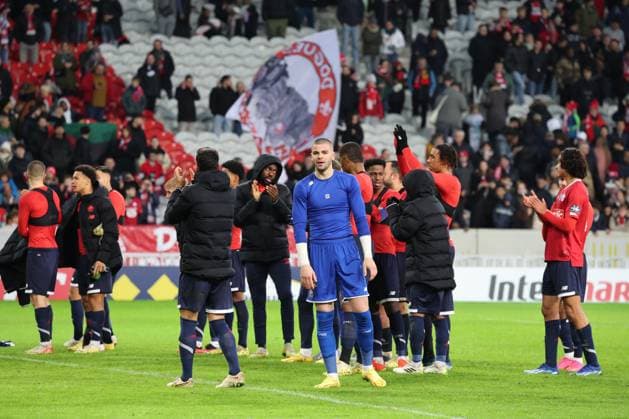 Joie des joueurs du LOSC lors du match LOSC vs GOLDEN LION SAINT-JOSEPH, Coupe de France 32e de finale, Decathlon Arena stade Pierre Mauroy, le 6 janvier 2024 FOOTBALL : LOSC vs GOLDEN LION SAINT-JOSEPH - COUPE DE FRANCE - 06 01 2024 LaurentSanson Panoramic 