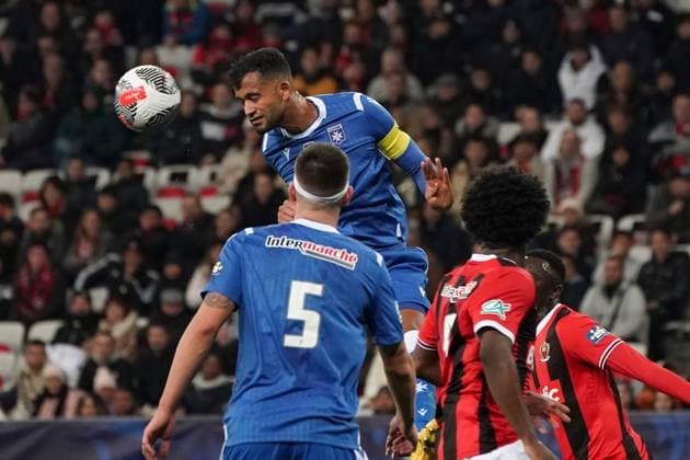 Jubal Rocha Mendes Junior (AJ Auxerre) FOOTBALL : OGC Nice vs AJ Auxerre - 32e de finale de Coupe de France - Nice - 06 01 2024 NorbertScanella Panoramic 