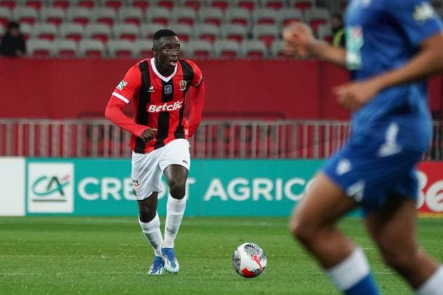 Antoine Mendy (OGC Nice) FOOTBALL : OGC Nice vs AJ Auxerre - 32e de finale de Coupe de France - Nice - 06 01 2024 NorbertScanella Panoramic 