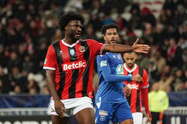 Terem Moffi (OGC Nice) FOOTBALL : OGC Nice vs AJ Auxerre - 32e de finale de Coupe de France - Nice - 06 01 2024 NorbertScanella Panoramic 