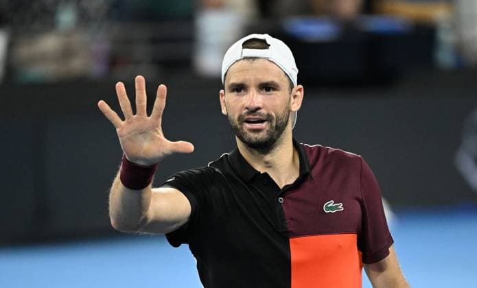 TENNIS BRISBANE INTERNATIONAL, Grigor Dimitrov of Bulgaria celebrates winning against Holger Rune of Denmark during the men?s Final on Day 8 of the 2024 Brisbane International at the Queensland Tennis Centre in Brisbane, Sunday, January 7, 2024. ( NO ARCHIVING, EDITORIAL USE ONLY, NO USE IN BOOKS WITHOUT CONSENT BRISBANE QUEENSLAND AUSTRALIA  Copyright: xDARRENxENGLANDx 20240107001885875433