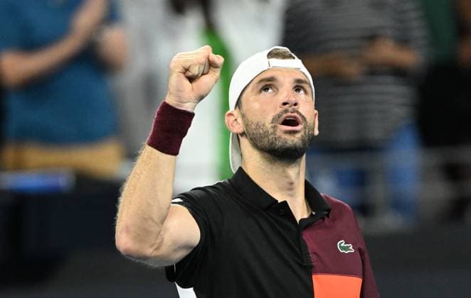 TENNIS BRISBANE INTERNATIONAL, Grigor Dimitrov of Bulgaria celebrates winning against Holger Rune of Denmark during the men?s Final on Day 8 of the 2024 Brisbane International at the Queensland Tennis Centre in Brisbane, Sunday, January 7, 2024. ( NO ARCHIVING, EDITORIAL USE ONLY, NO USE IN BOOKS WITHOUT CONSENT BRISBANE QUEENSLAND AUSTRALIA  Copyright: xDARRENxENGLANDx 20240107001885875479