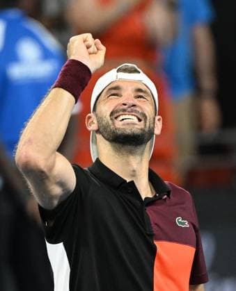 TENNIS BRISBANE INTERNATIONAL, Grigor Dimitrov of Bulgaria celebrates winning against Holger Rune of Denmark during the men?s Final on Day 8 of the 2024 Brisbane International at the Queensland Tennis Centre in Brisbane, Sunday, January 7, 2024. ( NO ARCHIVING, EDITORIAL USE ONLY, NO USE IN BOOKS WITHOUT CONSENT BRISBANE QUEENSLAND AUSTRALIA  Copyright: xDARRENxENGLANDx 20240107001885875508