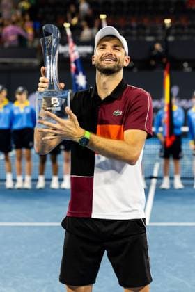 Grigor Dimitrov at trophy Mens Final Brisbane international 7th January 2024 Brisbane International Tennis Tournament, Day Eight, Queensland Tennis Centre, Brisbane, Australia - 07 Jan 2024  Copyright: xBenxSymons Shutterstockx 14286931gr