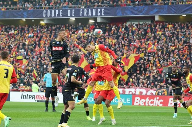 Action de Monaco lors du match de Coupe de France entre le RC Lens et Monaco, stade Bollaert-Delelis, le 7 janvier 2024 FOOTBALL : RC LENS vs MONACO - COUPE DE FRANCE - 07 01 2024 LaurentSanson Panoramic 
