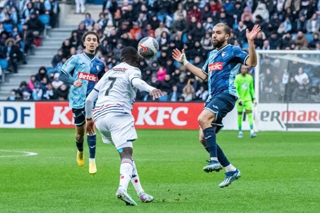 Christopher Operi (Havre AC) FOOTBALL : Havre AC vs SM Caen - Coupe de France - 32e de Finale - 07 01 2024 BaptisteAutissier Panoramic 