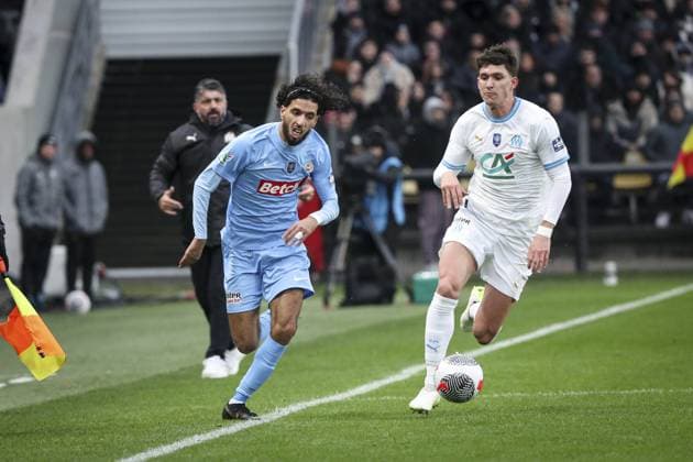 GROUNE AMINE 10 ET BALERDI JULIAN 3 FOOTBALL : Thionville Lusitanos vs Olympique Marseille - Coupe De France - 07 01 2024 ElyxandroCegarra Panoramic 