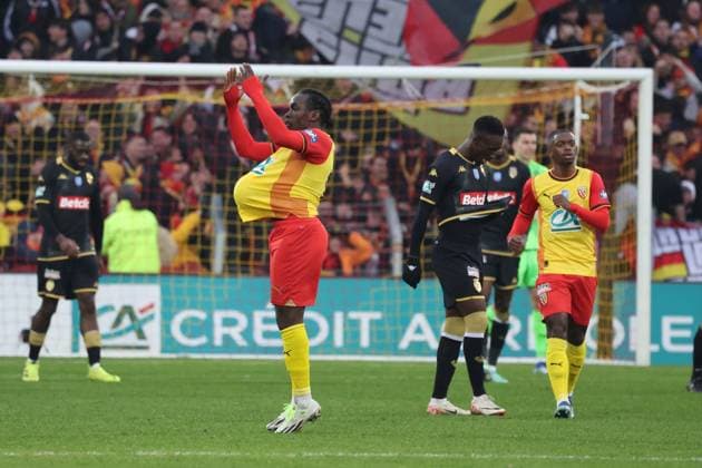 Joie de Faitout MAOUASSA (RC Lens) lors du match de Coupe de France entre le RC Lens et Monaco, stade Bollaert-Delelis, le 7 janvier 2024 FOOTBALL : RC LENS vs MONACO - COUPE DE FRANCE - 07 01 2024 LaurentSanson Panoramic 