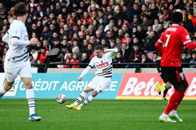 Bourigeaud Benjamin ( 14 - Rennes ) during the French Cup match between EA Guingamp and Stade Rennais at Stade du Roudourou on January 07, 2024 in Guingamp, France. ( Photo by federico pestellini panoramic ) - FOOTBALL : Guingamp vs Rennes - Coupe de France - 07 01 2024 FedericoPestellini Panoramic 
