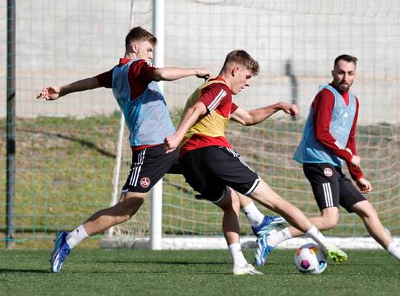 08.01.2024 - Fussball - 2. Fussball-Bundesliga - Saison 2023 2024 - 1. FC Nürnberg FCN Club - Trainingslager Winter Wintertrainingslager Marbella Spanien - Sportfoto Zink DaMa - xdaxmax - Finn Jeltsch (44, 1. FC Nürnberg FCN ) Julian Kania (46, 1. FC Nürnberg FCN )