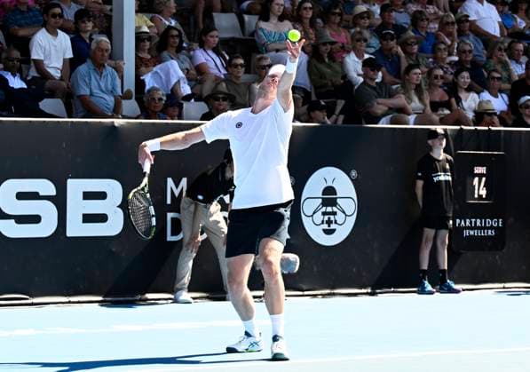 8th January 2024; Auckland, New Zealand: Botic Van de zandschulp of the Netherlands serves during his first round singles match at the ASB Classic tennis tournament in Auckland, New Zealand. Monday January 8th, 2024.  ActionPlus12596007 AndrewxCornaga