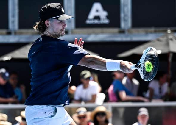 8th January 2024; Auckland, New Zealand: J.J. Wolf of the USA during his first round singles match at the ASB Classic tennis tournament in Auckland, New Zealand. Monday January 8th, 2024.  ActionPlus12595986 AndrewxCornaga