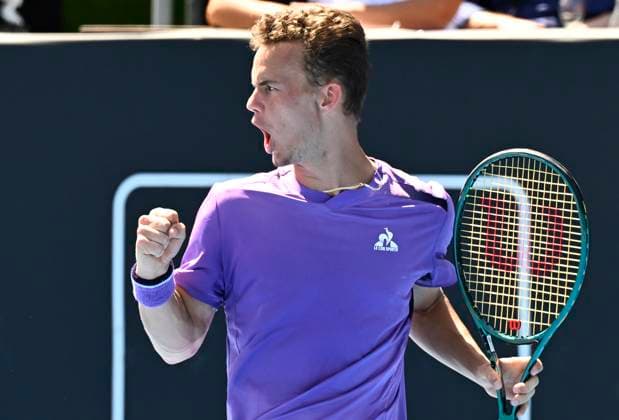8th January 2024; Auckland, New Zealand: Luca Van assche of France during his first round singles match at the ASB Classic tennis tournament in Auckland, New Zealand. Monday January 8th, 2024.  ActionPlus12595991 AndrewxCornaga