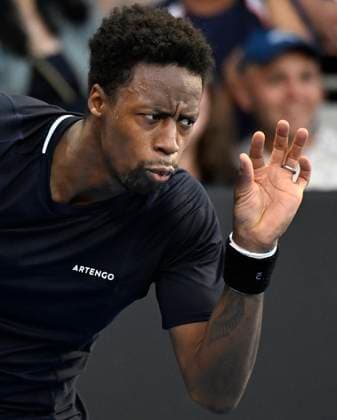 8th January 2024; Auckland, New Zealand: Gael Monfils of France during his first round singles match at the ASB Classic tennis tournament in Auckland, New Zealand. Monday January 8th, 2024.  ActionPlus12596028 AndrewxCornaga