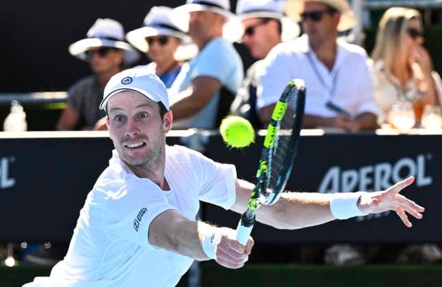 8th January 2024; Auckland, New Zealand: Botic Van de zandschulp of the Netherlands plays a shot during his first round singles match at the ASB Classic tennis tournament in Auckland, New Zealand. Monday January 8th, 2024.  ActionPlus12596003 AndrewxCornaga