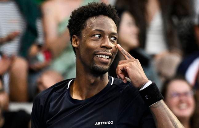 8th January 2024; Auckland, New Zealand: Gael Monfils of France during his first round singles match at the ASB Classic tennis tournament in Auckland, New Zealand. Monday January 8th, 2024.  ActionPlus12596032 AndrewxCornaga