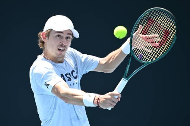 Sport Bilder des Tages TENNIS AO PRACTICE SESSIONS, Alex De Minaur of Australia during a practise session ahead of the Australian Open 2024, at Melbourne Park in Melbourne, Tuesday, January 9, 2024. ( NO ARCHIVING, EDITORIAL USE ONLY, NO USE IN BOOKS WITHOUT CONSENT MELBOURNE VICTORIA AUSTRALIA  Copyright: xJOELxCARRETTx 20240109001886735324