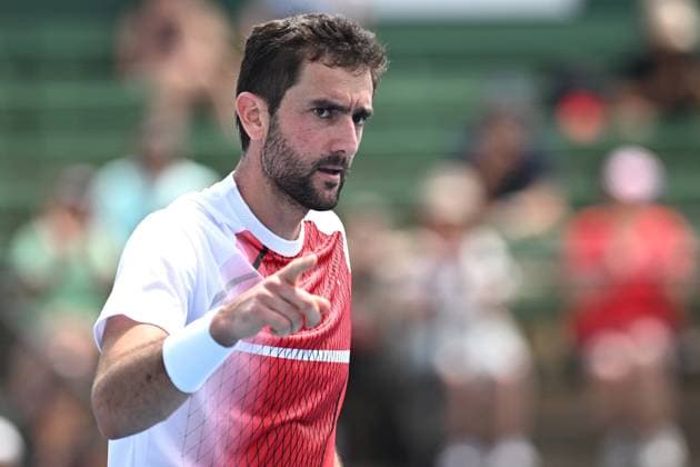 TENNIS KOOYONG CLASSIC, Marin Cilic of Croatia celebrates defeating Andy Murray of Great Britain during their match in the 2024 Kooyong Classic at the Kooyong Lawn Tennis Club in Melbourne, Wednesday, January 10, 2024. ( NO ARCHIVING, EDITORIAL USE ONLY, NO USE IN BOOKS WITHOUT CONSENT MELBOURNE VICTORIA AUSTRALIA  Copyright: xJOELxCARRETTx 20240110001887036194