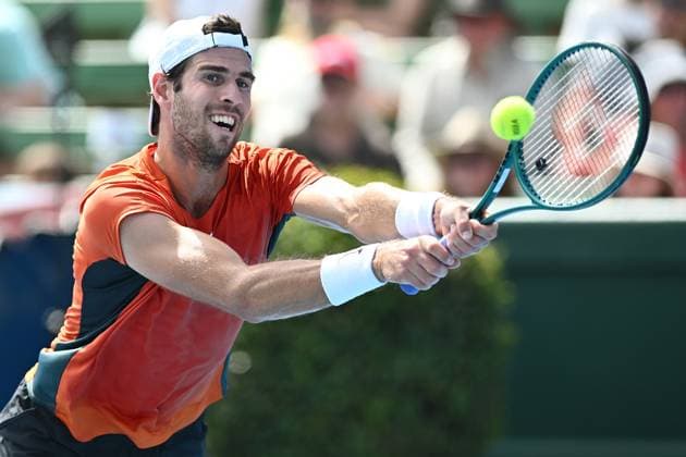 TENNIS KOOYONG CLASSIC, Karen Khachanov of Russia in action against Holger Rune of Denmarkduring their match in the 2024 Kooyong Classic at the Kooyong Lawn Tennis Club in Melbourne, Wednesday, January 10, 2024. ( NO ARCHIVING, EDITORIAL USE ONLY, NO USE IN BOOKS WITHOUT CONSENT MELBOURNE VICTORIA AUSTRALIA  Copyright: xJOELxCARRETTx 20240110001887067332
