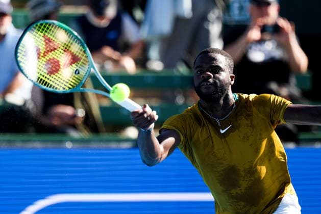 January 10, 2024: MELBOURNE, AUSTRALIA - JANUARY 11: Frances Tiafoe of USA volleys against Zhang Zhi Zhen of China during day one of the 2024 Kooyong Classic at Kooyong on January 11, 2024 in Melbourne, Australia. - ZUMAp121 20240110_zsp_p121_028 Copyright: xChrisxPutnamx