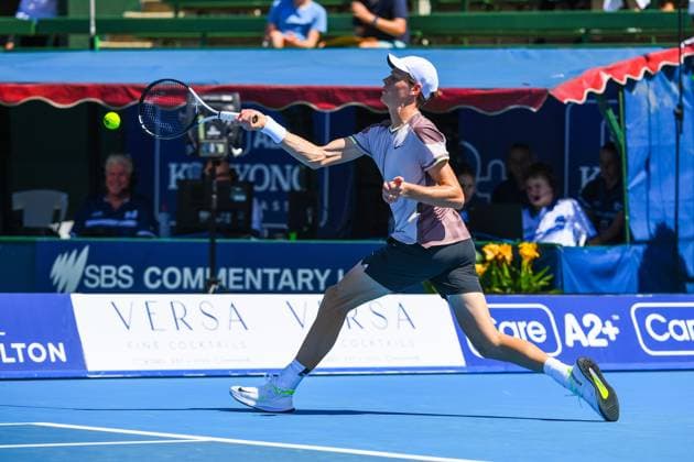 January 10, 2024, Melbourne, Victoria, Australia: World No.4 Jannik Sinner of Italy seen in action during the opening match of Day 1 of the Care Wellness Kooyong Classic Tennis Tournament against Marc Polmans of Australia at Kooyong Lawn Tennis Club. Sinner achieved comfortable victory, 6-4, 6-0. Melbourne Australia - ZUMAs197 20240110_aaa_s197_080 Copyright: xAlexanderxBogatyrevx