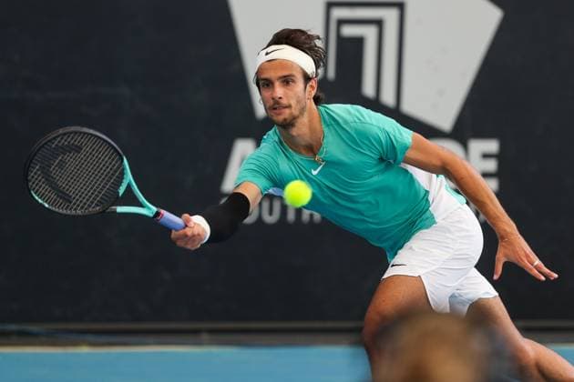 TENNIS ADELAIDE INTERNATIONAL, Lorenzo Musetti of Italy in action against Alexander Bublik of Kazakhstan during their Quarter Final match of the 2024 Adelaide International at Memorial Drive Tennis Centre in Adelaide, Thursday, January 11, 2024. ( NO ARCHIVING, EDITORIAL USE ONLY, NO USE IN BOOKS WITHOUT CONSENT ADELAIDE SOUTH AUSTRALIA AUSTRALIA  Copyright: xMATTxTURNERx 20240111001887438634
