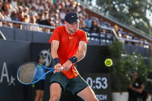 TENNIS ADELAIDE INTERNATIONAL, Jack Draper of the United Kingdom in action against Tommy Paul of the United States during their Quarter Final match of the 2024 Adelaide International at Memorial Drive Tennis Centre in Adelaide, Thursday, January 11, 2024. ( NO ARCHIVING, EDITORIAL USE ONLY, NO USE IN BOOKS WITHOUT CONSENT ADELAIDE SOUTH AUSTRALIA AUSTRALIA  Copyright: xMATTxTURNERx 20240111001887476710