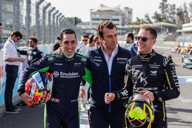 BUEMI Sebastien (swi), Envision Racing, Jaguar I-Type 6, VANDOORNE Stoffel (bel), DS Penske, DS E-Tense FE23, portrait during the 2024 Hankook Mexico City ePrix, 1st meeting of the 2023-24 ABB FIA Formula E World Championship, WM, Weltmeisterschaft on the Autodromo Hermanos Rodriguez from January 11 to 13, in Mexico City, Mexico - 2024 FORMULA E HANKOOK MEXICO CITY ePRIX DPPI Panoramic  03424001_CL10076
