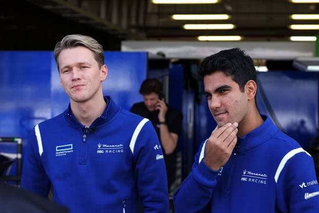 Maximilian Günter (GER) und ein nachdenklicher Teamkollege Jehan Duravala (IND) Maserati, Formel E FIA Weltmisterschaft Saison 10, Mexiko City E- Prix, Mexiko, 11.01.2024