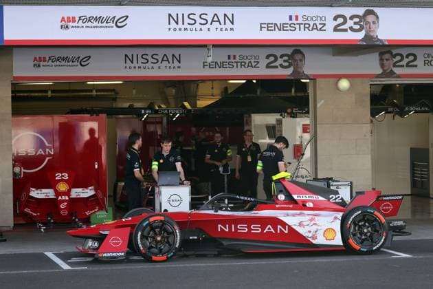 Nissan Gen 3 Rennwagen in der Boxengasse, Formel E FIA Weltmisterschaft Saison 10, Mexiko City E- Prix, Mexiko, 11.01.2024,