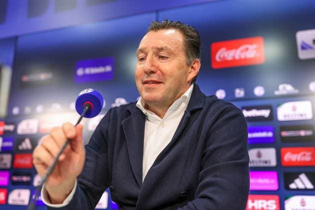 12.01.2024, Fussball, 2. Bundesliga, Saison 2023 2024, Pressekonferenz FC Schalke 04, Sportdirektor Marc Wilmots (FC Schalke 04) Gelsenkirchen Veltins Arena NRW Deutschland xRHR-FOTO TRx