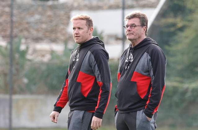 12.01.2024 - Fussball - 2. Fussball-Bundesliga - Saison 2023 2024 - 1. FC Nürnberg FCN Club - Trainingslager Winter Wintertrainingslager Marbella Spanien - Sportfoto Zink DaMa - xdaxmax - Olaf Rebbe ( Sportdirektor 1. FC Nürnberg FCN ) Dieter Hecking ( Vorstand 1. FC Nürnberg FCN ) nachdenklich