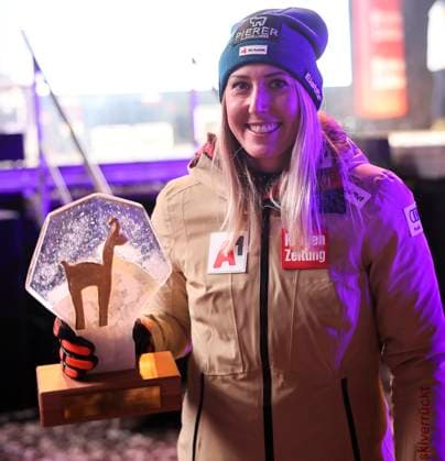 ALPINE SKIING - FIS WC Altenmarkt Zauchensee ALTENMARKT ZAUCHENSEE,AUSTRIA,12.JAN.24 - ALPINE SKIING - FIS World Cup, Super G, ladies, award ceremony. Image shows Cornelia Huetter (AUT).  GEPAxpictures xWolfgangxGrebien