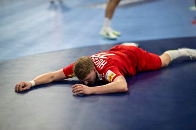 12.01.2024 - Handball - Herren - EHF - EM 2024 - Österreich - Rumänien Lukas Hutecek (Oesterreich) Mannheim SAP Arena Baden-Wuerttemberg Deutschland KlausTrotter-20240112-1336