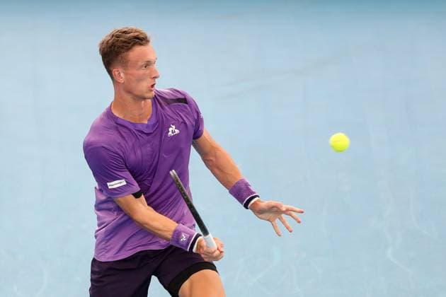 TENNIS ADELAIDE INTERNATIONAL, Jiri Lehecka of Czechia in action against Jack Draper of the United Kingdom during the Mens Singles Final match of the 2024 Adelaide International at Memorial Drive Tennis Centre in Adelaide, Saturday, January 13, 2024. ( NO ARCHIVING, EDITORIAL USE ONLY, NO USE IN BOOKS WITHOUT CONSENT ADELAIDE SOUTH AUSTRALIA AUSTRALIA  Copyright: xMATTxTURNERx 20240113001888323748