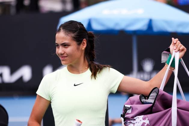 January 13, 2024, Melbourne, Victoria, Australia: MELBOURNE, AUSTRALIA - JANUARY 13: Emma Raducanu of United Kingdom practices with Ajla Tomljanovic of Australia ahead of the 2024 Australian Open at Melbourne Park on January 13, 2024 in Melbourne, Australia. Melbourne Australia - ZUMAp121 20240113_zsp_p121_019 Copyright: xChrisxPutnamx