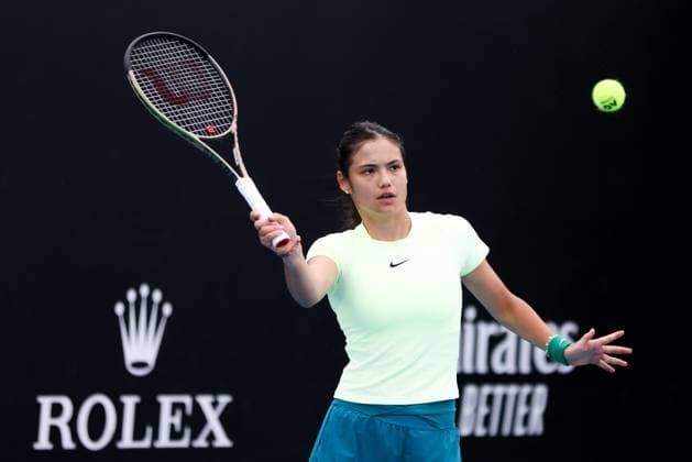 January 13, 2024, Melbourne, Victoria, Australia: MELBOURNE, AUSTRALIA - JANUARY 13: Emma Raducanu of United Kingdom practices with Ajla Tomljanovic of Australia ahead of the 2024 Australian Open at Melbourne Park on January 13, 2024 in Melbourne, Australia. Melbourne Australia - ZUMAp121 20240113_zsp_p121_024 Copyright: xChrisxPutnamx