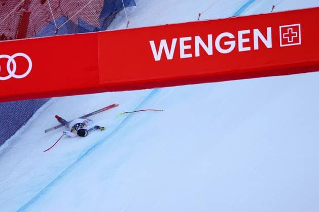 Sport Themen der Woche KW02 ALPINE SKIING - FIS WC Wengen WENGEN,SWITZERLAND,13.JAN.24 - ALPINE SKIING - FIS World Cup, downhill, men. Image shows Aleksander Aamodt Kilde (NOR). keywords: crash.  GEPAxpictures xMathiasxMandl