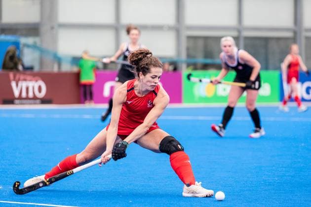 FIH Hockey Olympia Qualifikation 2024 Valencia Frauen: Großbritannien - Kanada; Valencia Spanien, 13.01.2024 Anna TOMAN (GBR, 6) Feldhockey Olympia Qualifikation Damen, Großbritannien gegen Kanada in Valencia (Spanien) am 13.01.2024 Copyright: xBEAUTIFULxSPORTS Meurerx