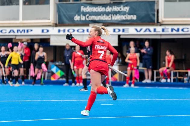 FIH Hockey Olympia Qualifikation 2024 Valencia Frauen: Großbritannien - Kanada; Valencia Spanien, 13.01.2024 Hannah FRENCH (GBR, 7) Feldhockey Olympia Qualifikation Damen, Großbritannien gegen Kanada in Valencia (Spanien) am 13.01.2024 Copyright: xBEAUTIFULxSPORTS Meurerx