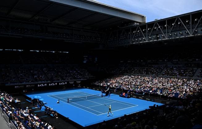 TENNIS AUSTRALIAN OPEN, General view of John Cain Arena during the first round match between Dane Sweeny of Australia and Francisco Cerundolo of Argentina on Day 1 of the 2024 Australian Open at Melbourne Park in Melbourne, Sunday, January 14, 2024. ( NO ARCHIVING, EDITORIAL USE ONLY, NO USE IN BOOKS WITHOUT CONSENT MELBOURNE VICTORIA AUSTRALIA  Copyright: xJAMESxROSSx 20240114001888724576
