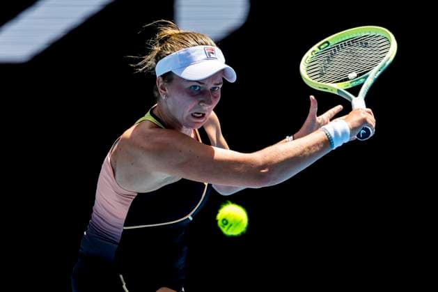MELBOURNE, VIC - JANUARY 14: Barbora Krejcikova of the Czech Republic in action during Round 1 of the 2024 Australian Open on January 14 2024, at Melbourne Park in Melbourne, Australia. (Photo by Jason Heidrich Icon Sportswire) TENNIS: JAN 14 Australian Open EDITORIAL USE ONLY Icon240114055