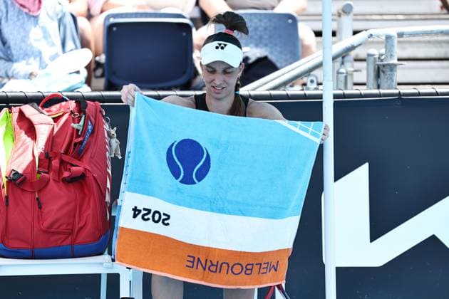 Tamara Korpatsch, GER, during first round of 2024 Australian Open in Melbourne, 14 01 2023; -