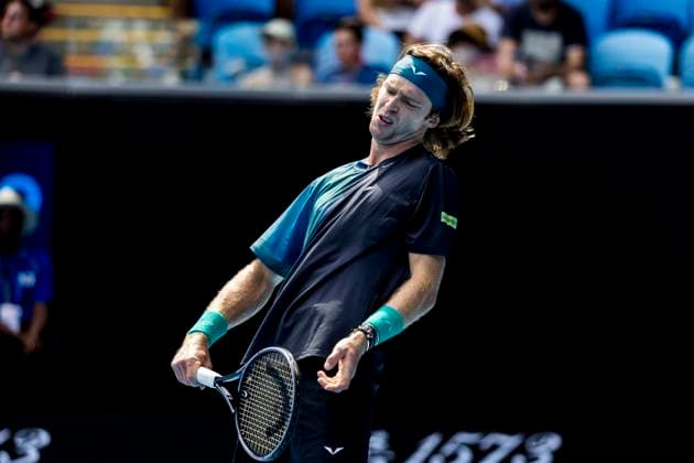 MELBOURNE, VIC - JANUARY 14: Andrey Rublev of Russia in action during Round 1 of the 2024 Australian Open on January 14 2024, at Melbourne Park in Melbourne, Australia. (Photo by Jason Heidrich Icon Sportswire) TENNIS: JAN 14 Australian Open EDITORIAL USE ONLY Icon240114152