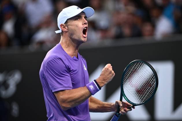 TENNIS AUSTRALIAN OPEN, Christopher O?Connell of Australia celebrates during his first round match against Cristian Garin of Chile on Day 1 of the 2024 Australian Open at Melbourne Park in Melbourne, Sunday, January 14, 2024. ( NO ARCHIVING, EDITORIAL USE ONLY, NO USE IN BOOKS WITHOUT CONSENT MELBOURNE VICTORIA AUSTRALIA  Copyright: xJOELxCARRETTx 20240114001888799564