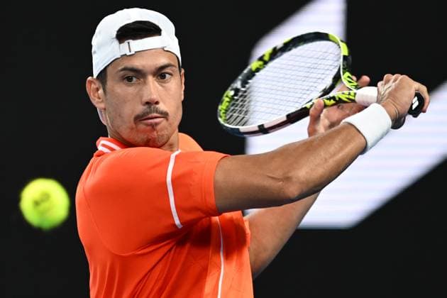 TENNIS AUSTRALIAN OPEN, Jason Kubler of Australia in action during his first round match against Daniel Elahi Galan of Chile on Day 1 of the 2024 Australian Open at Melbourne Park in Melbourne, Sunday, January 14, 2024. ( NO ARCHIVING, EDITORIAL USE ONLY, NO USE IN BOOKS WITHOUT CONSENT MELBOURNE VICTORIA AUSTRALIA  Copyright: xJOELxCARRETTx 20240114001888817318