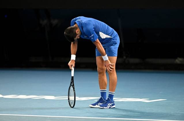 TENNIS AUSTRALIAN OPEN, Novak Djokovic of Serbia reacts during his first round match against Dino Prizmic of Croatia on Day 1 of the 2024 Australian Open at Melbourne Park in Melbourne, Sunday, January 14, 2024. ( NO ARCHIVING, EDITORIAL USE ONLY, NO USE IN BOOKS WITHOUT CONSENT MELBOURNE VICTORIA AUSTRALIA  Copyright: xLUKASxCOCHx 20240114001888818493